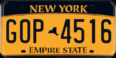 NY license plate GOP4516
