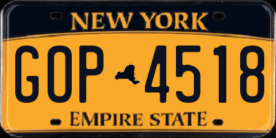 NY license plate GOP4518