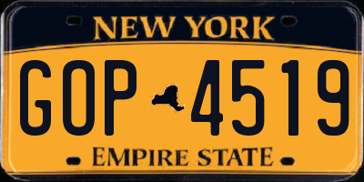 NY license plate GOP4519