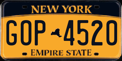 NY license plate GOP4520