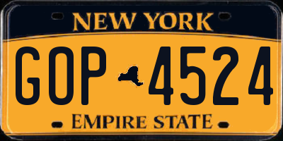 NY license plate GOP4524