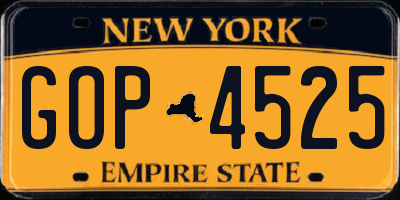NY license plate GOP4525