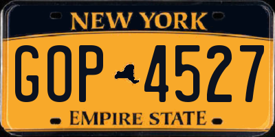 NY license plate GOP4527