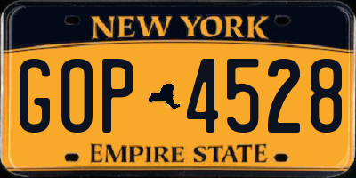 NY license plate GOP4528
