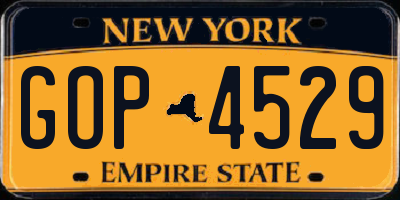NY license plate GOP4529