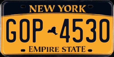 NY license plate GOP4530