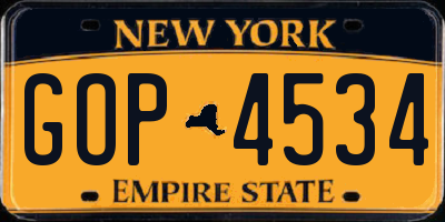 NY license plate GOP4534