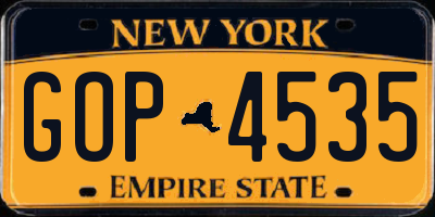NY license plate GOP4535