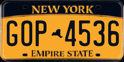 NY license plate GOP4536