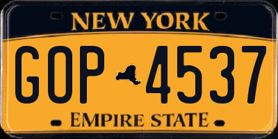 NY license plate GOP4537