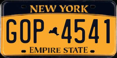 NY license plate GOP4541