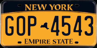 NY license plate GOP4543