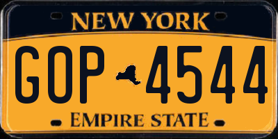 NY license plate GOP4544