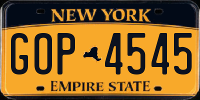 NY license plate GOP4545