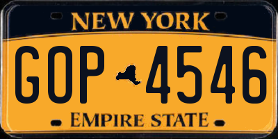 NY license plate GOP4546