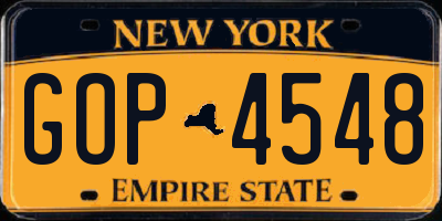 NY license plate GOP4548
