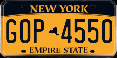 NY license plate GOP4550