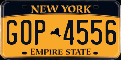 NY license plate GOP4556