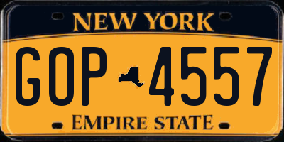 NY license plate GOP4557
