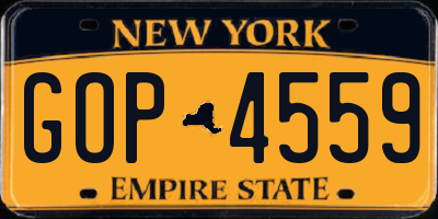 NY license plate GOP4559
