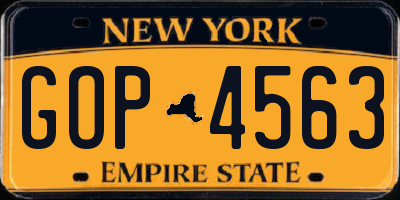 NY license plate GOP4563