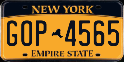 NY license plate GOP4565