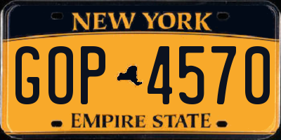 NY license plate GOP4570