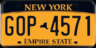 NY license plate GOP4571