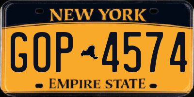 NY license plate GOP4574