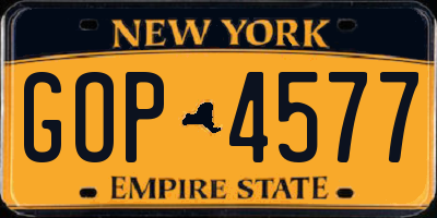 NY license plate GOP4577