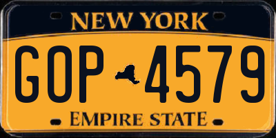 NY license plate GOP4579