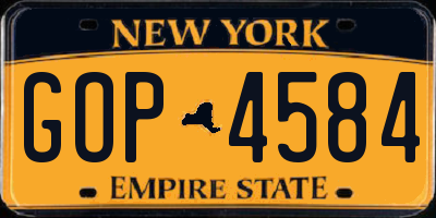 NY license plate GOP4584