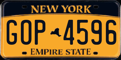 NY license plate GOP4596