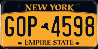 NY license plate GOP4598