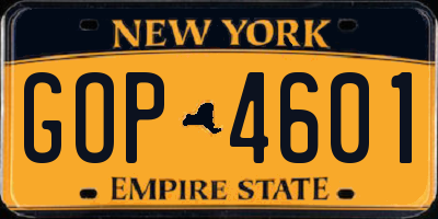 NY license plate GOP4601