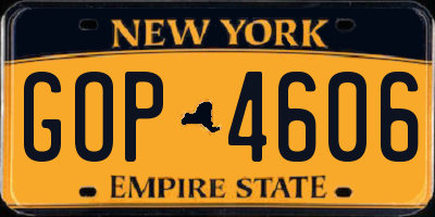 NY license plate GOP4606