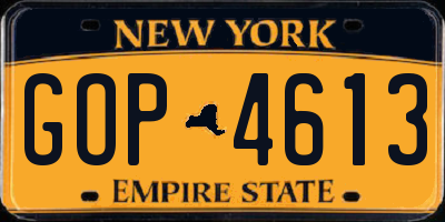 NY license plate GOP4613