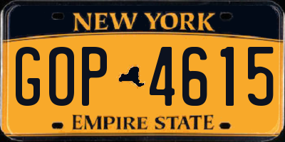 NY license plate GOP4615