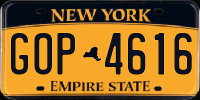 NY license plate GOP4616