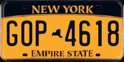 NY license plate GOP4618