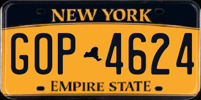 NY license plate GOP4624