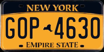 NY license plate GOP4630