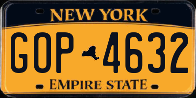 NY license plate GOP4632