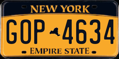 NY license plate GOP4634