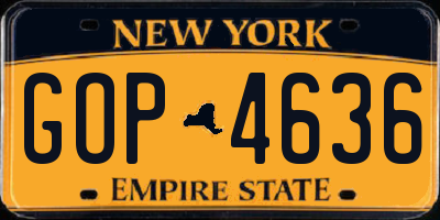 NY license plate GOP4636