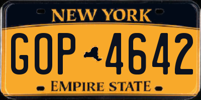 NY license plate GOP4642