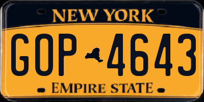 NY license plate GOP4643