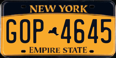 NY license plate GOP4645