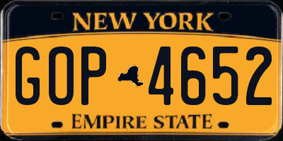 NY license plate GOP4652