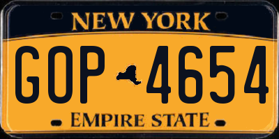 NY license plate GOP4654